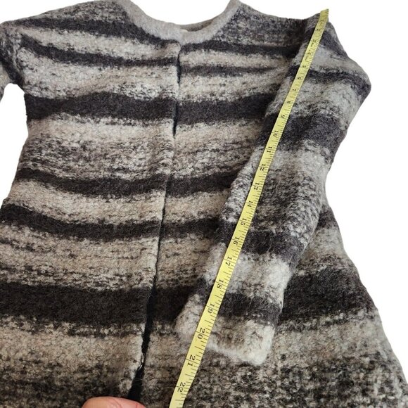 Sundance Chunky Sweater S fleece Gray Stripe Wool Alpaca Sweater Coat Snap - Picture 13 of 16